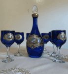 Carafe avec 6 verres d’Italie – Motif Opéra – Transparent ou Bleu_sojia (3)