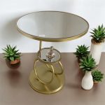 Table d’appoint ronde en miroir à 2 niveaux